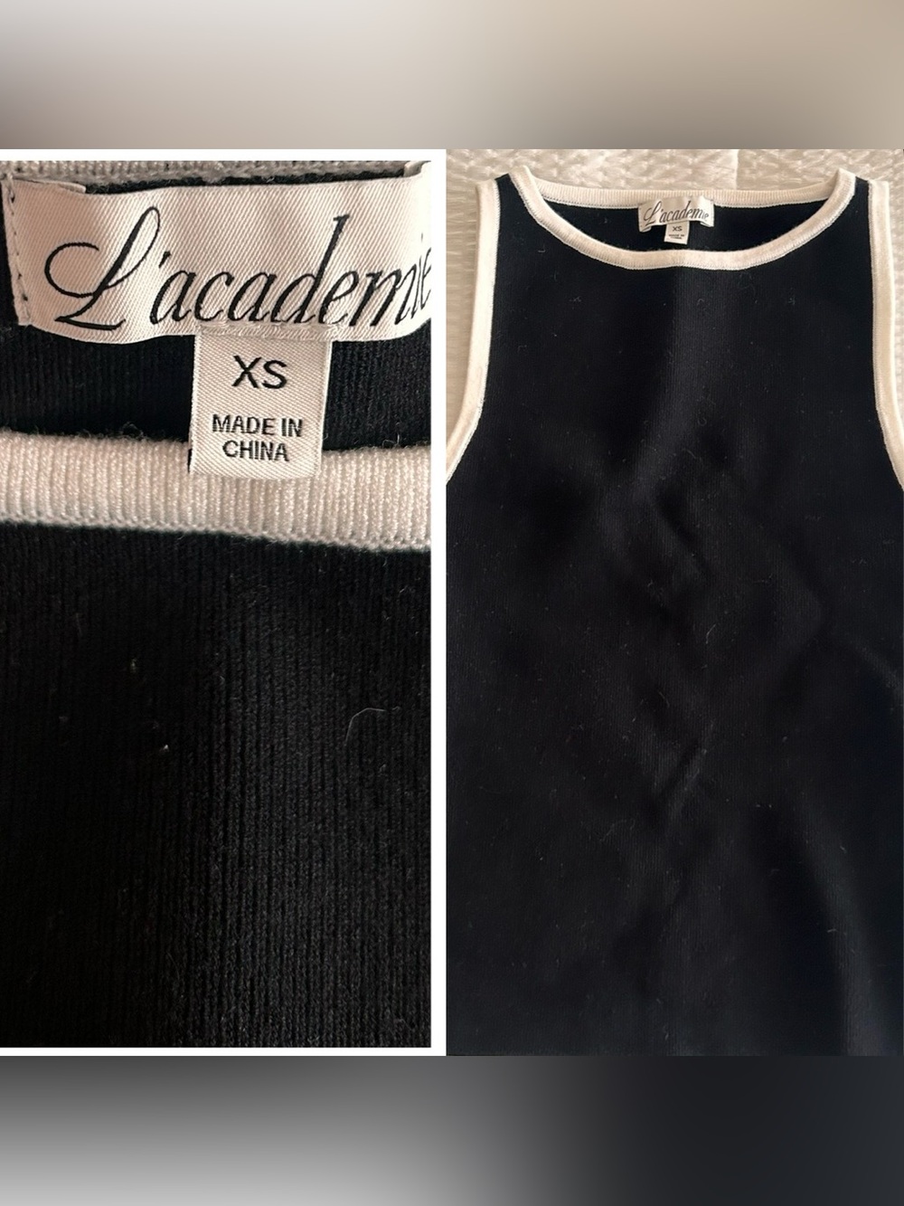 L'Academie Lida Tank Top Ribbed Knit Minimalist Old Money Athleisure Preppy XS - Picture 2 of 3
